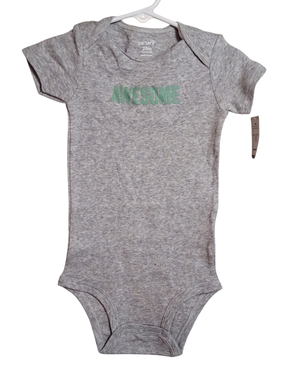 NEW Carter’s | “Awesome” Gray Short Sleeve Graphic Onsie - Size 24M